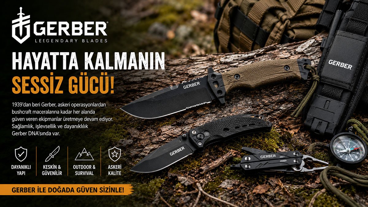 Gerber bıçak modelleri ve hayatta kalma ekipmanlarını anlatan haber görseli