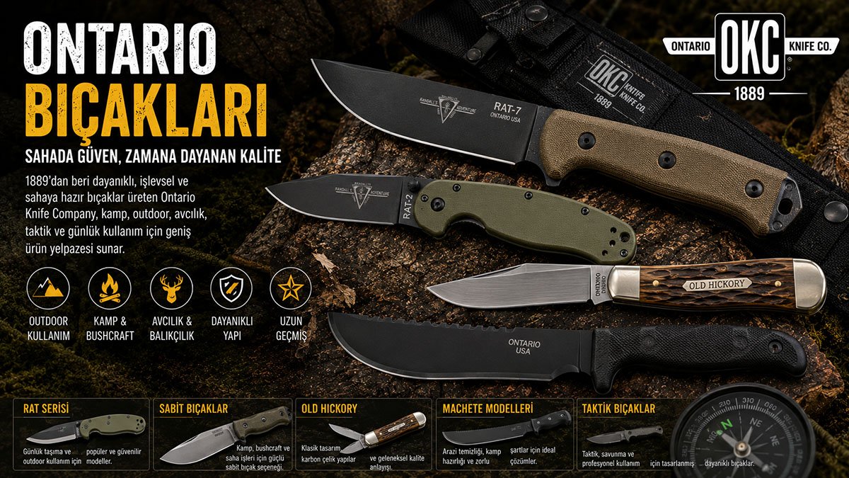 Ontario bıçak modellerini ve outdoor ekipman kültürünü anlatan haber görseli