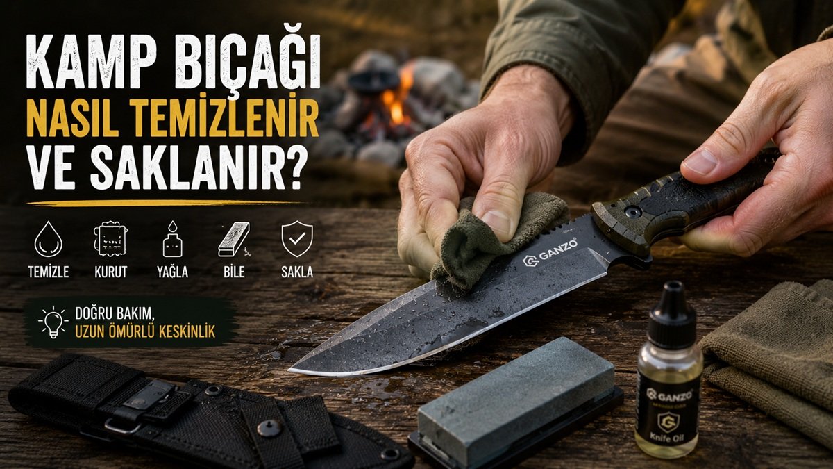 Kamp bıçağı temizleme bakım ve saklama adımlarını anlatan haber görseli