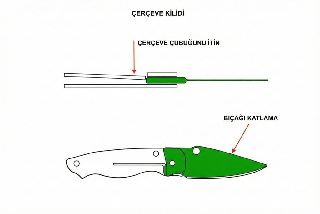 Frame lock bıçak kapatma fotoğrafı