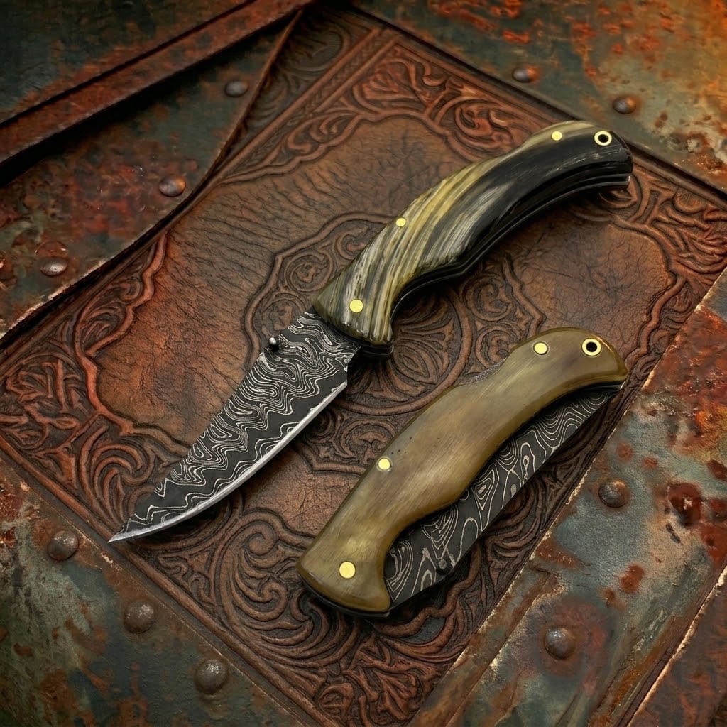 Black Horn Damascus Boynuz Çakı