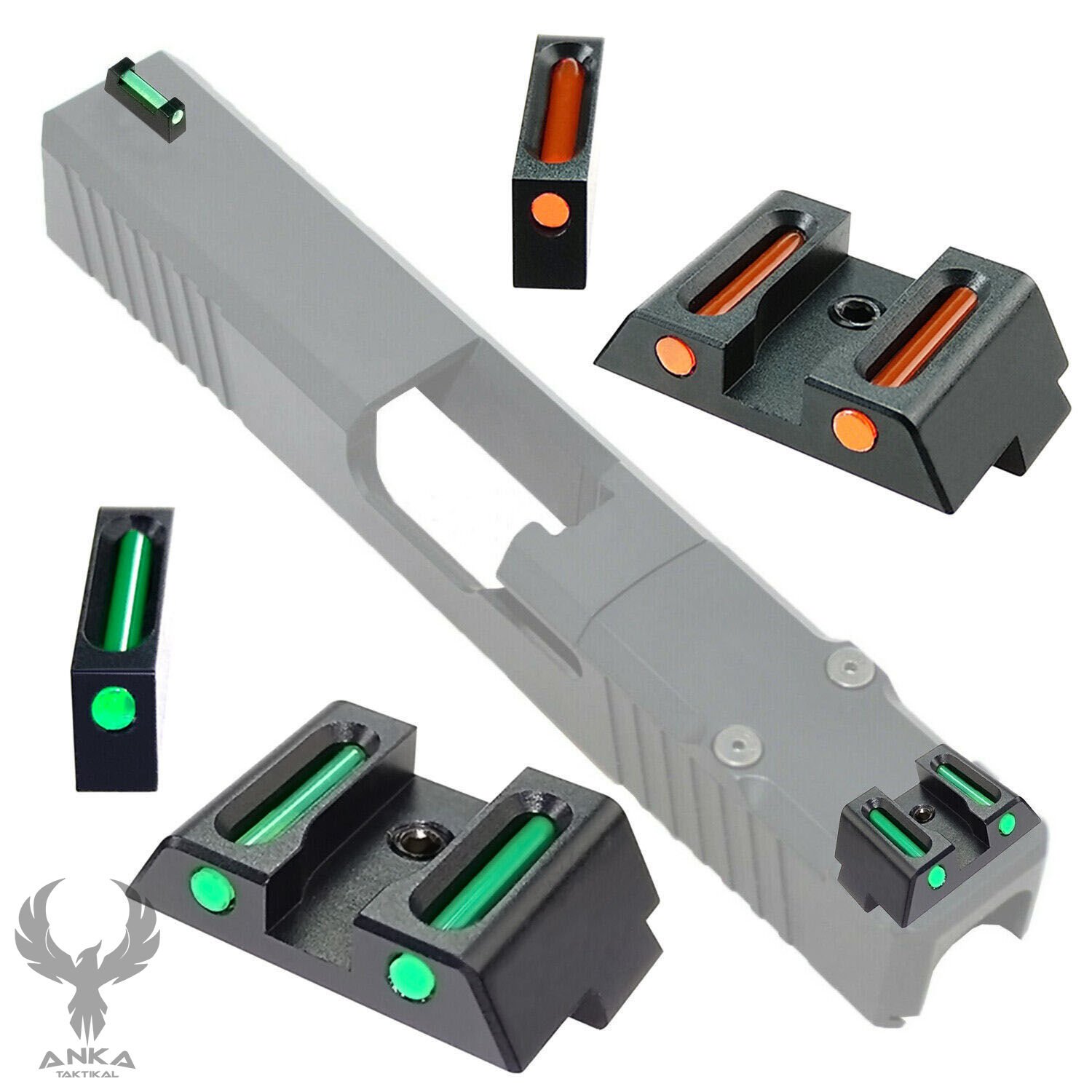 専用 G-RAP SET Glock 17/19 Fiber Optik Fosforlu Gez Arpacık Seti | Ankaoutdoor