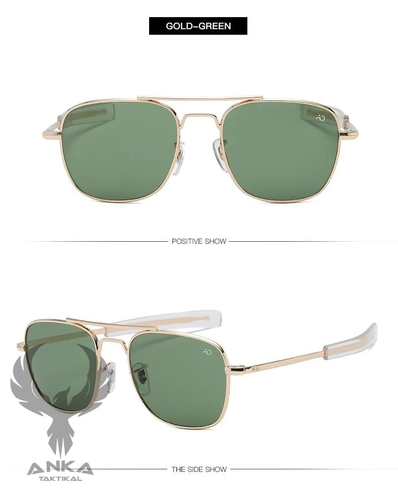 Tactical Aviator Pilot Gözlük Gold-Green